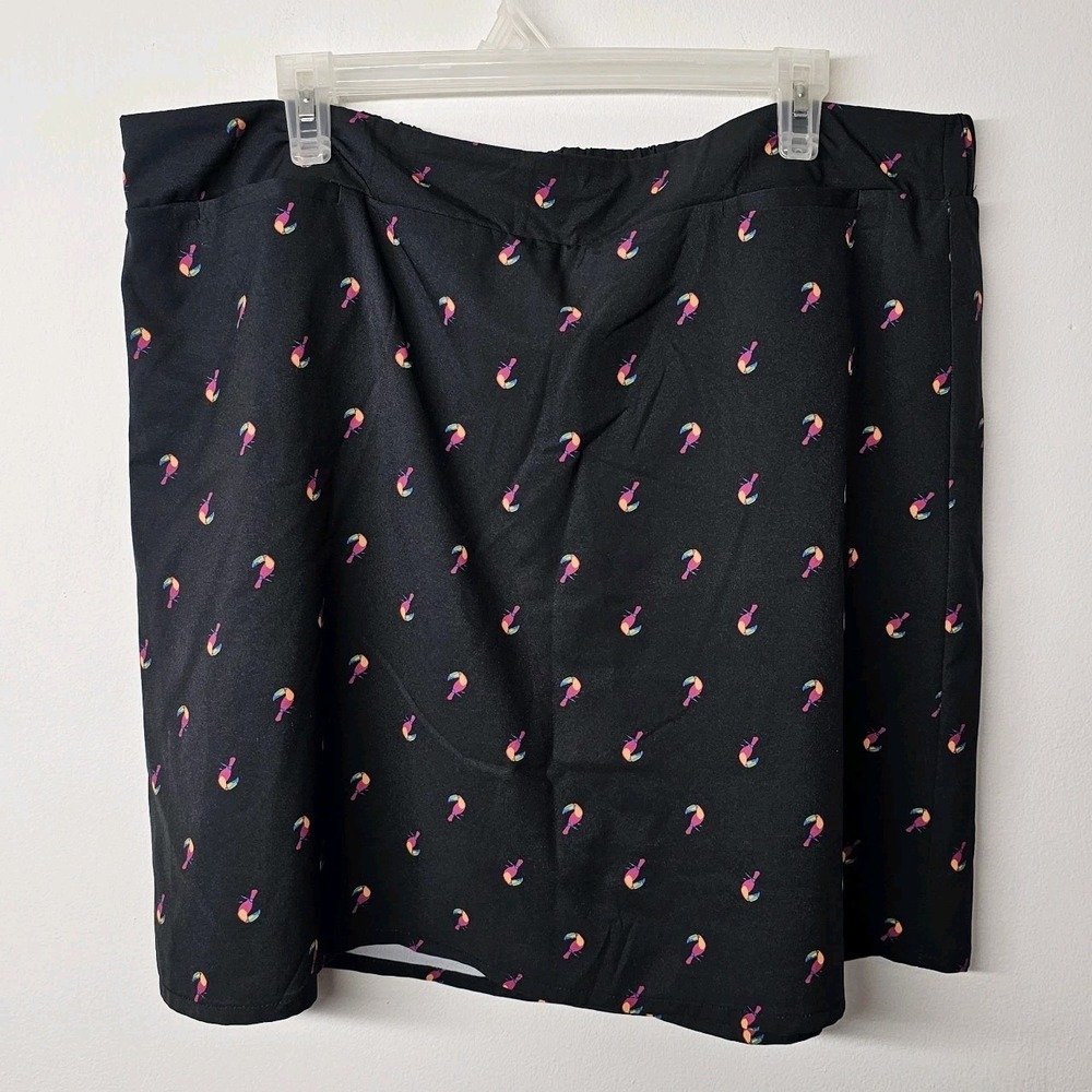 Croft & Barrow Skort Women's XXL 2X Black Toucan Print Pull On Activewear Golf